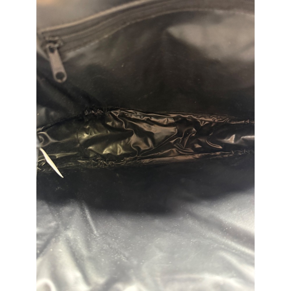 Vintage Black Embossed Patchwork Handbag Crocodile Ostrich Lizard Top Handle Bag - Picture 14 of 15